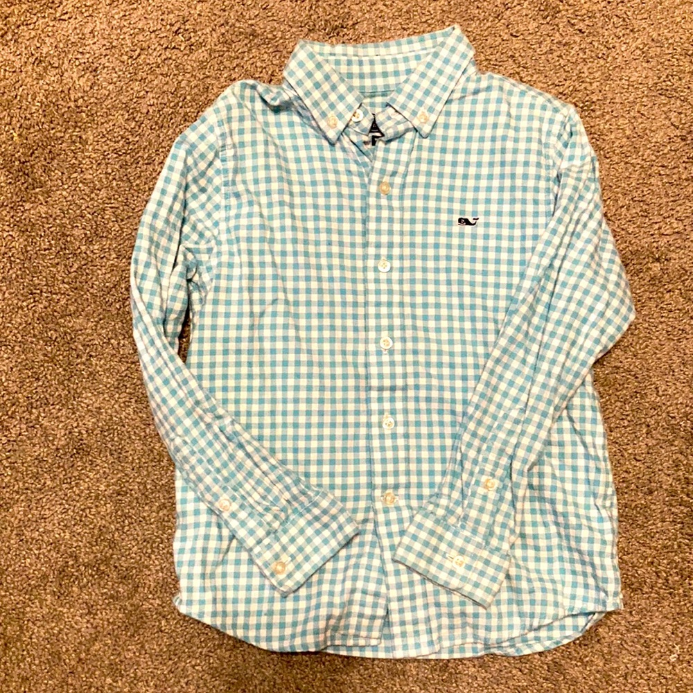 Vineyard Vines Size 6 Button Down. Teal Gingham